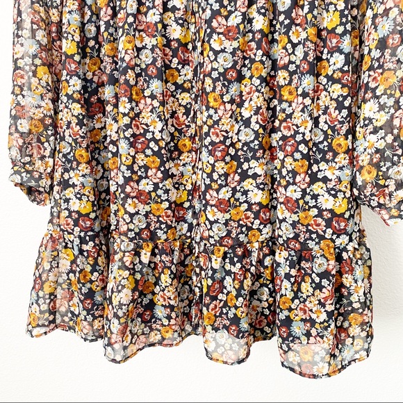 NWT Zara Multicolor Floral Long Sleeve Mini Dress - Picture 5 of 12